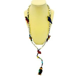 🎉LAST CHANCE🎉 Long Tropical Necklace Birds Flower Pendant